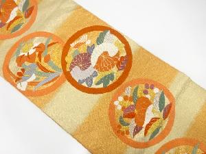 唐織　丸紋に花模様織り出し袋帯